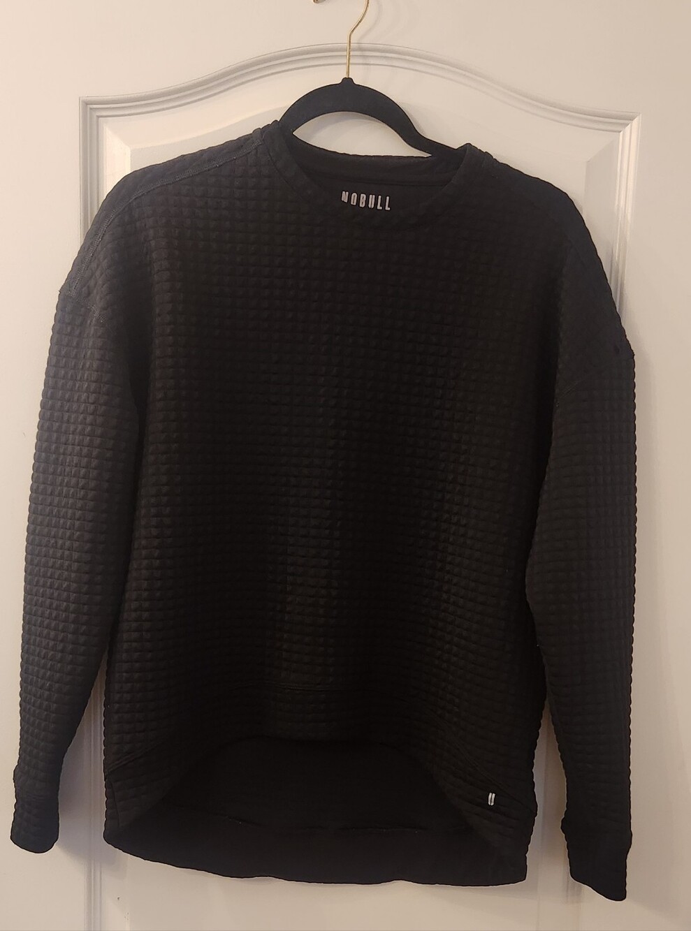 NOBULL Women's Black Textured Waffle Crewneck Sweater